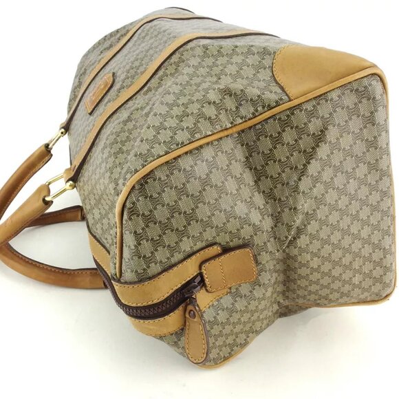 CELINE Boston bag macadam beige PVC ?~ leather Authentic USED T18267 - Picture 3 of 9